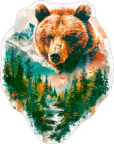 " ФРЕЯ" PZLF- 007 Пазл фигурный деревянный " Медведь в тайге" 156 элемент. 