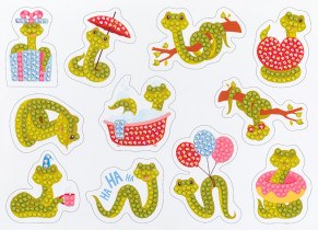 Кристальная ( алмазная) мозаика  " ФРЕЯ" ALVN- 140 наклейки " Змейки" 19. 5 х 14 см